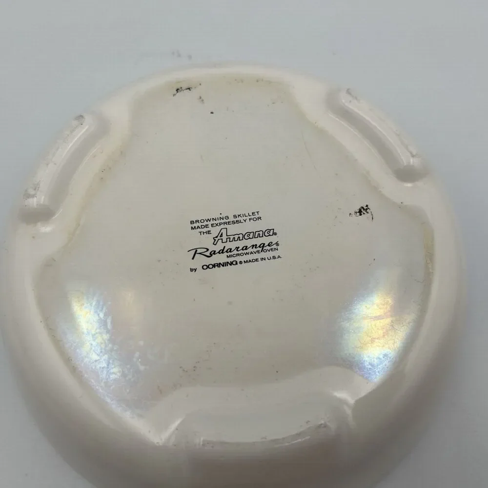 Corning Amana Radarange White/Blue Colonial House Browning Skillet w/Lid Vintage